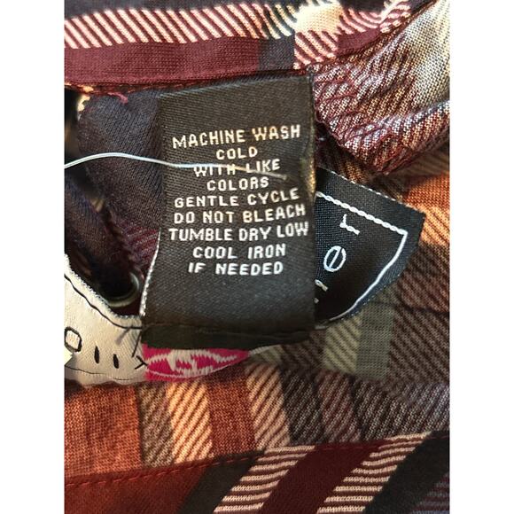 NWT Polly & Esther Plaid Lightweight Flannel Button Front Back Laces Size XL - Picture 5 of 6